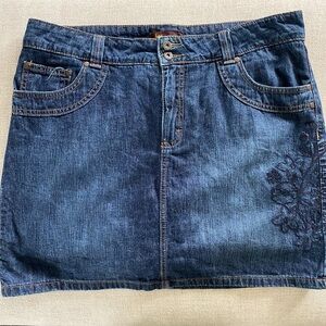 Lee Dark Denim Mini Skort With Embroidery